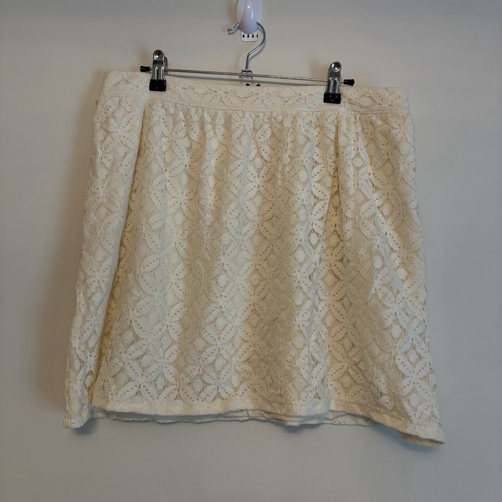 Pins And needles Size 12 Laceโ Cream Mini Skirt Zipper Back Liner Feminine Girly